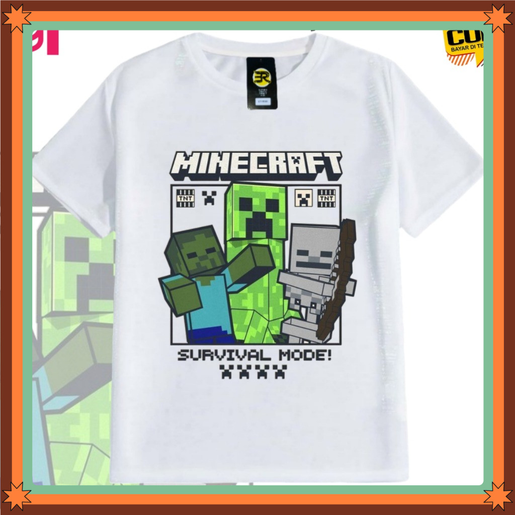COD Min3craft Survival Kids Tops Unisex เสื้อยืดคอกลมแขนสั้นไซส์ใหญ่คุณภาพสูง ระบายอากาศได้ ใส่สบาย