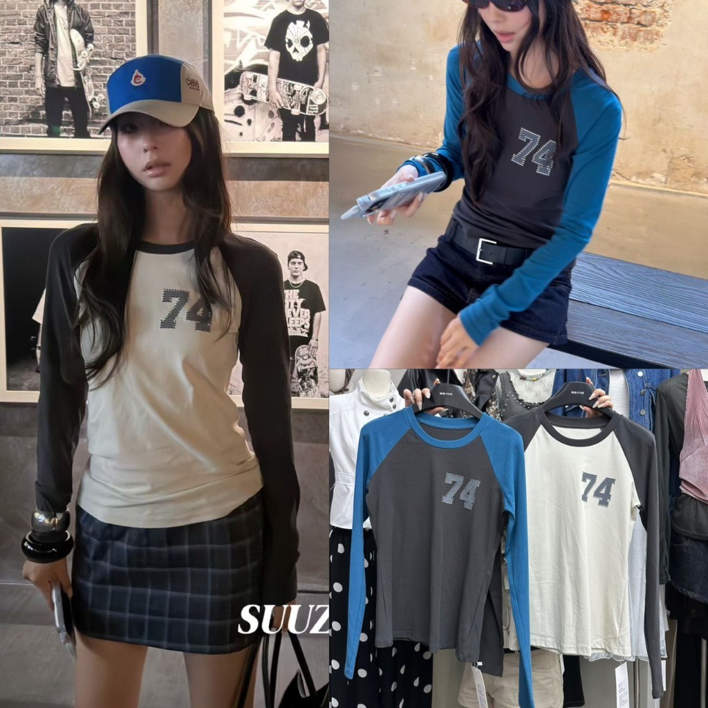 SU572 เสื้อยืดแขนยาวสลับสีรุ่นนี้คือสวยตาแตกมากกก! เสื้อสไตล์ Raglan แฟชั่นเกาหลี TAG MM Fish