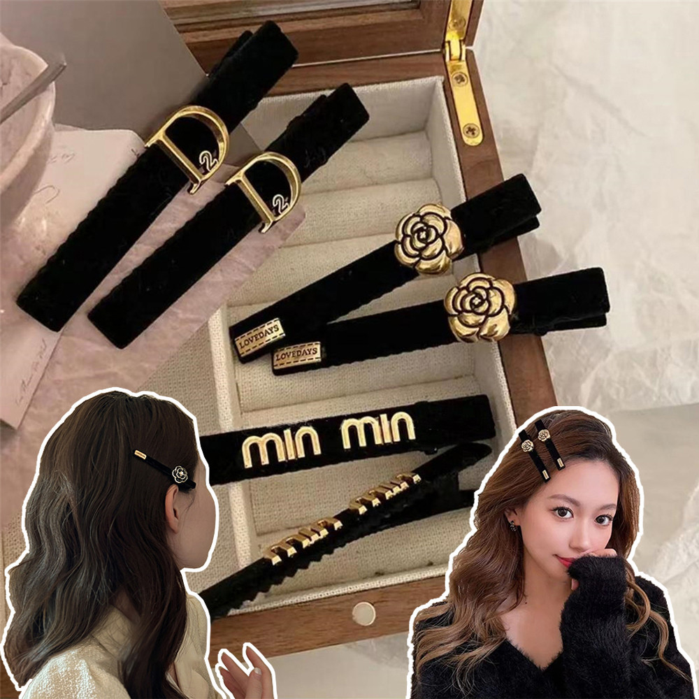 ใหม่อารมณ์สีดําทองกํามะหยี่กิ๊บ ใบเรียกเก็บเงินเป็ด คลิป เคลือบ คลิปหนึ่งคําคลิปหน้าม้าเครื่องประดับผมหัก