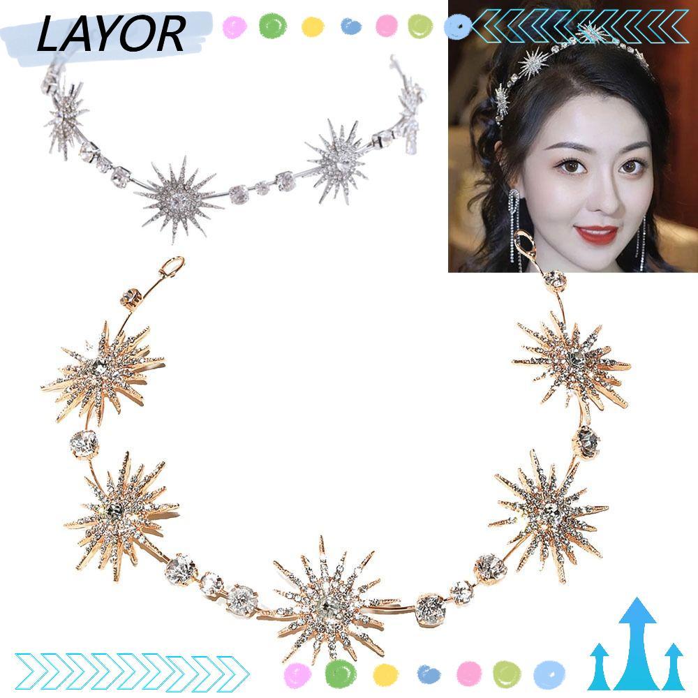LAYOR Star Headpieces Crown เครื่องประดับผม Queen Crown เจ้าสาวเครื่องประดับผมงานแต่งงาน
