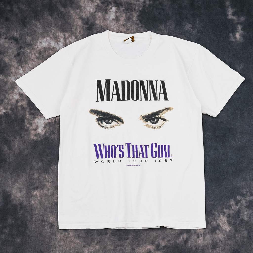 Madonna Madonna 1987 World Tour American Retro VTG High Street เสื้อยืดแขนสั้นผ้าฝ้ายแท้ผู้ชาย