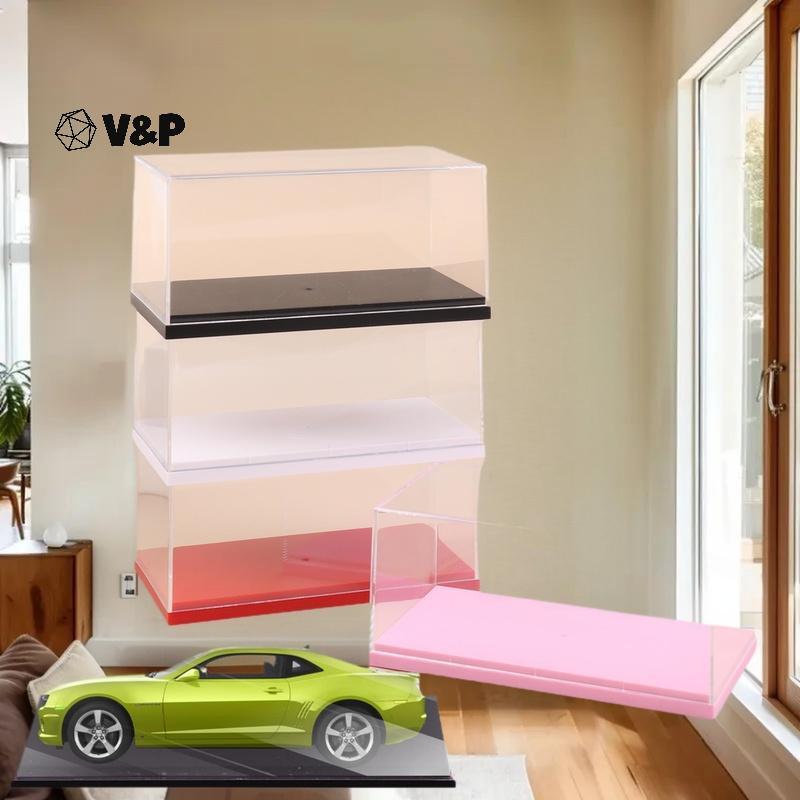V & P 1 ชิ้นอะคริลิคโปร่งใสกล่องเก็บปฏิบัติ 1/43 Diecast รุ่นรถกล่อง DIY จอแสดงผลกันฝุ่น Ra ของเล่น