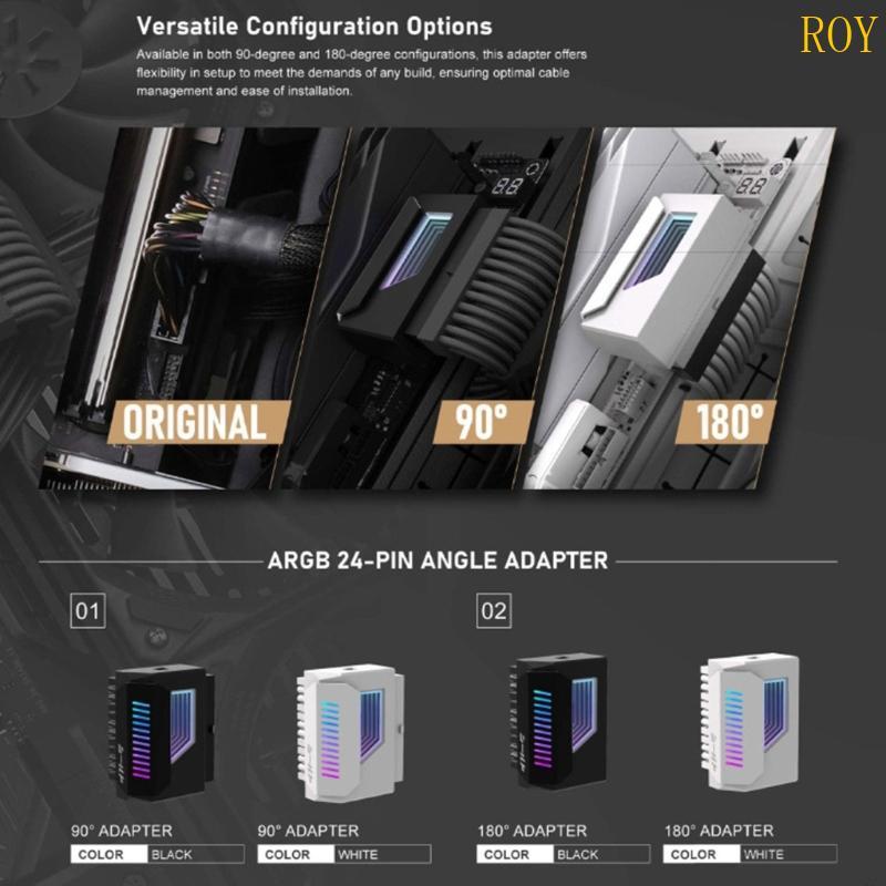 ROY 24Pin Power Supply Adapter 180 องศาพร้อม ARGB Syncing สําหรับคอมพิวเตอร์สร้าง