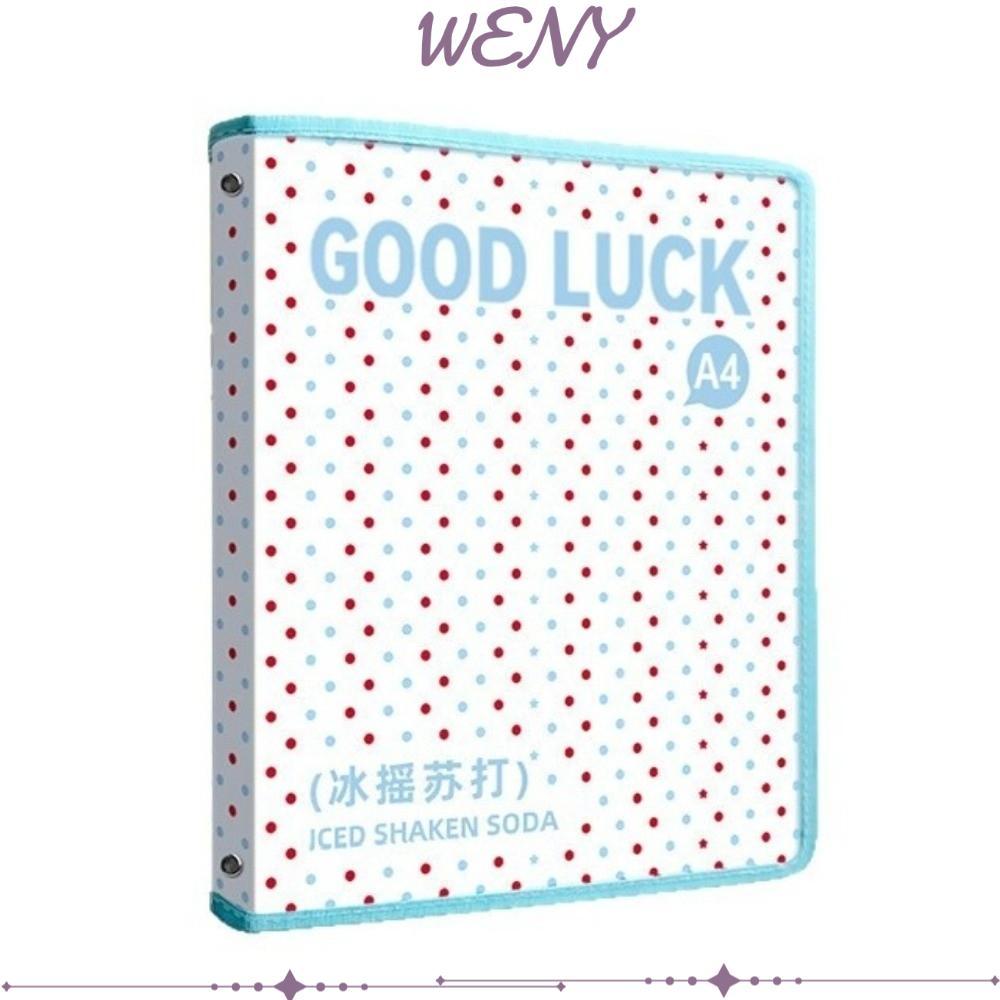 WENY A4 Zipper Binder, Polka Dot พิมพ์ 4 รูแหวน Binder แฟ้มโฟลเดอร์,ทนทานที่ถอดออกได้หลวม-Leaf แฟ้ม 