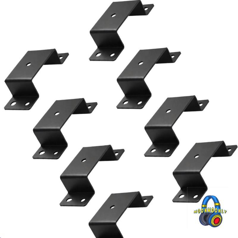 MOON Trailer Stake Pocket Bracket Set Carbon Steel Pre-Drilled Support 8 Black Coated Bent Brackets 