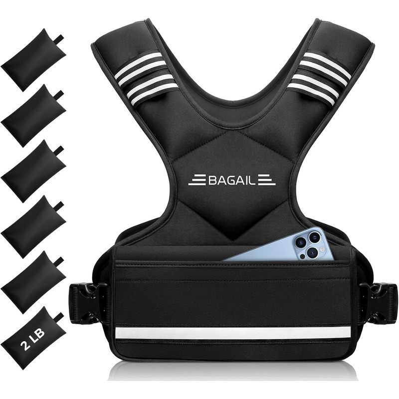 BAGAIL เสื้อกั๊กถ่วงน้ําหนักแบบปรับได้สําหรับผู้หญิง 4-10lb/12-18lb/20-32lb เสื้อกั๊กเย็บคอยูที่สะดว