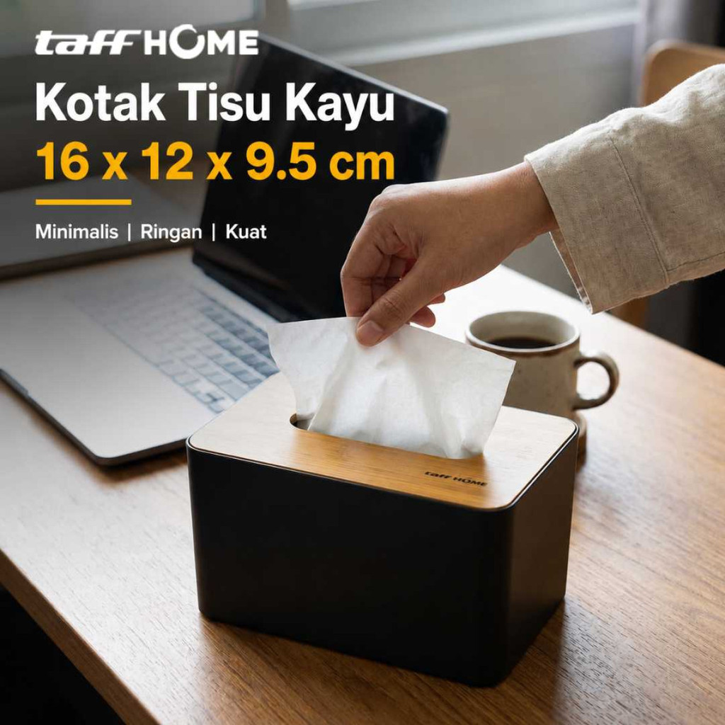 TaffiHOME กล่องทิชชู่ไม้มัลติฟังก์ชั่น 16x12x9.5ซม. - ZJ06