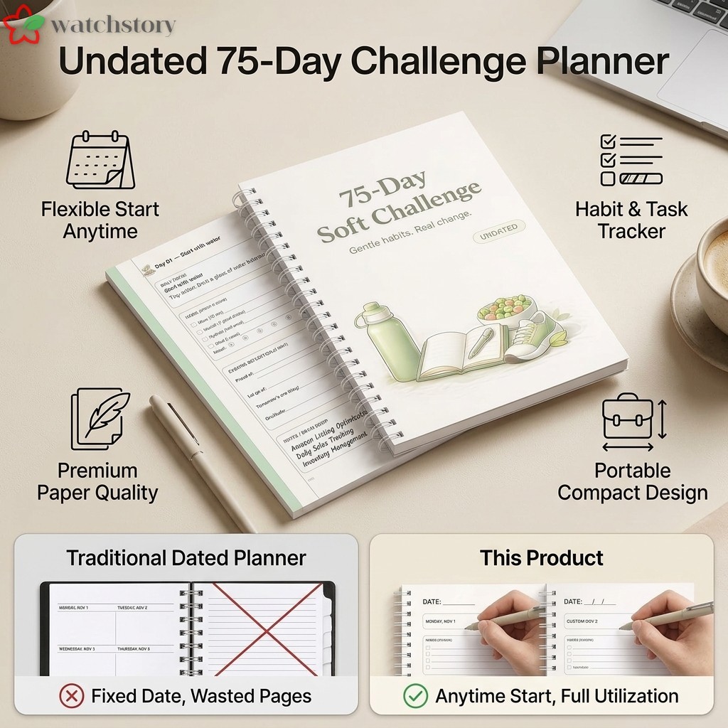 75 Day Challenge Planner Notebook 21x14 ซม.ปกแข็ง Habit Tracker Journal Planner แบบพกพาสําหรับนักเรี