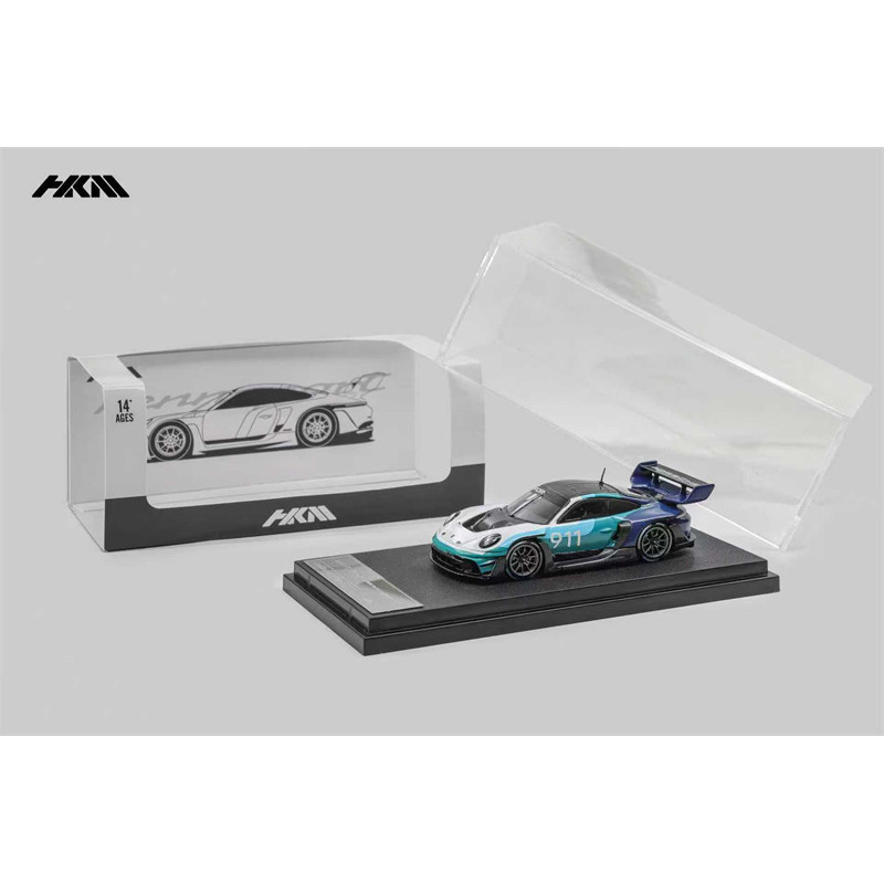HKM 1:64 911 (992) GT3 R R Rennsport Brumos Blue White Limited999Diecast Model Car