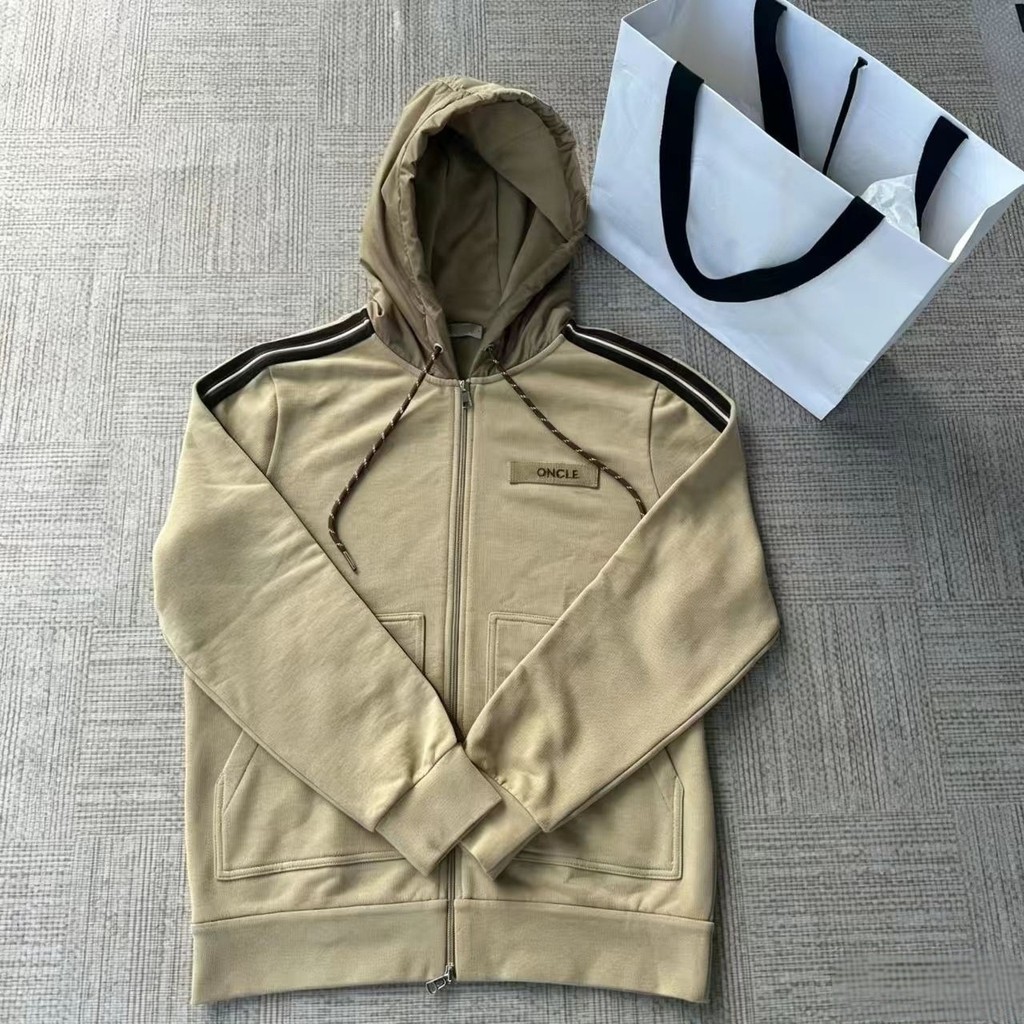 M7Z9 Embroidered logo letter hooded zip-up sweatshirt jacket, unisex