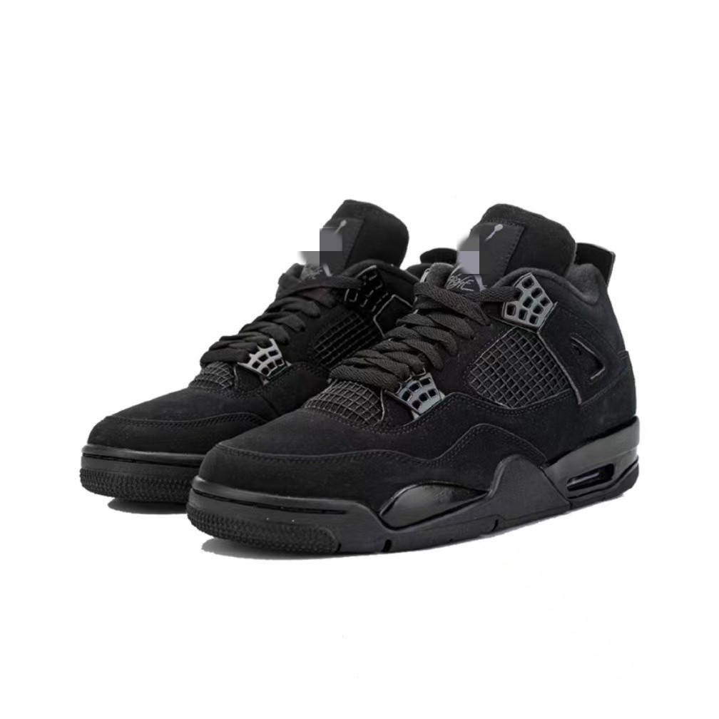 Jordan 4th Generation Retro 4th Generation AJ4 Jordan 4th Generation Black Cat สไตล์เดียวกันผู้ชายผู