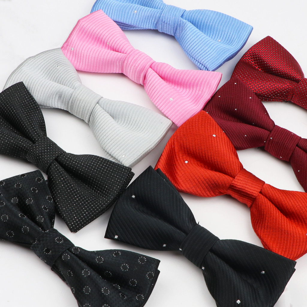 ZONFAZ เด็กสีทึบกระพริบ Wave Point Bow Tie เด็กแฟชั่น Leisure Bow Tie ชุด Bow Tie Performance Bow Ti