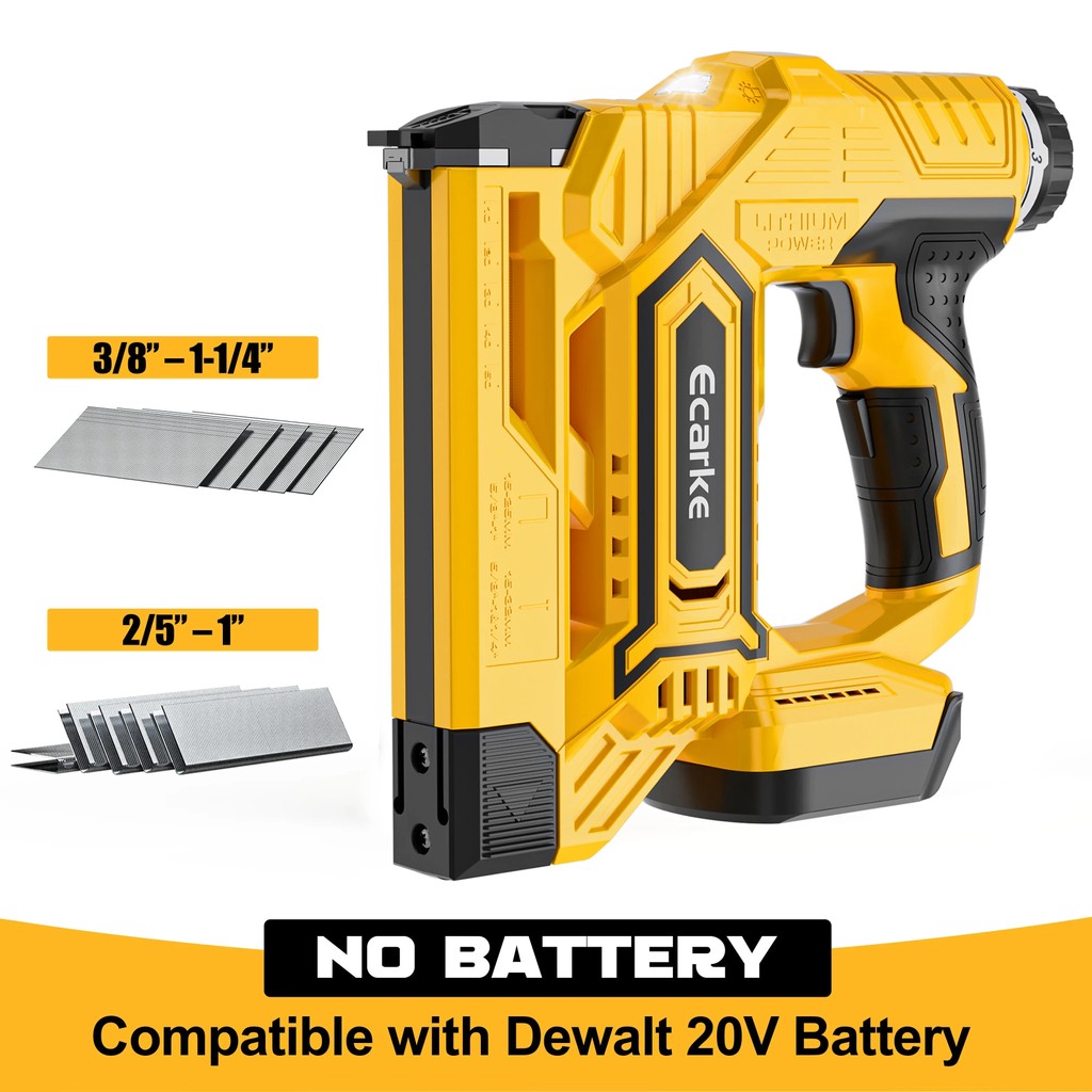 ไร้สาย 18GA 5/8 ถึง 1-1/4 นิ้ว Brad Nailer สําหรับ Dewalt 20V, ไม่รวมแบตเตอรี่, 2 โหมด 18 Gauge Nail
