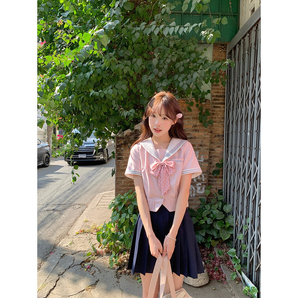 โตเกียวปี jk เครื่องแบบชุดสูทหรูหรา High-End JK เครื่องแบบสีชมพูชุดกะลาสี Preppy สไตล์ Top