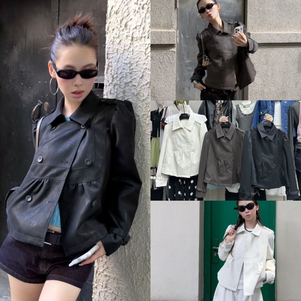 SU607 เสื้อแจ็คเก็ตทรงสั้นสไตล์เทรนช์โค้ท ลุคคุณหนูสตรีทชิค แฟชั่นเกาหลี TAG MM Fish