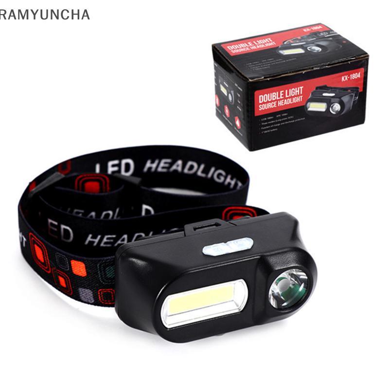 RAM ไฟหน้า COB แบบชาร์จไฟได้พอร์ต USB กันน้ํากลางแจ้งไฟฉาย 18650 ไฟตกปลา OTC