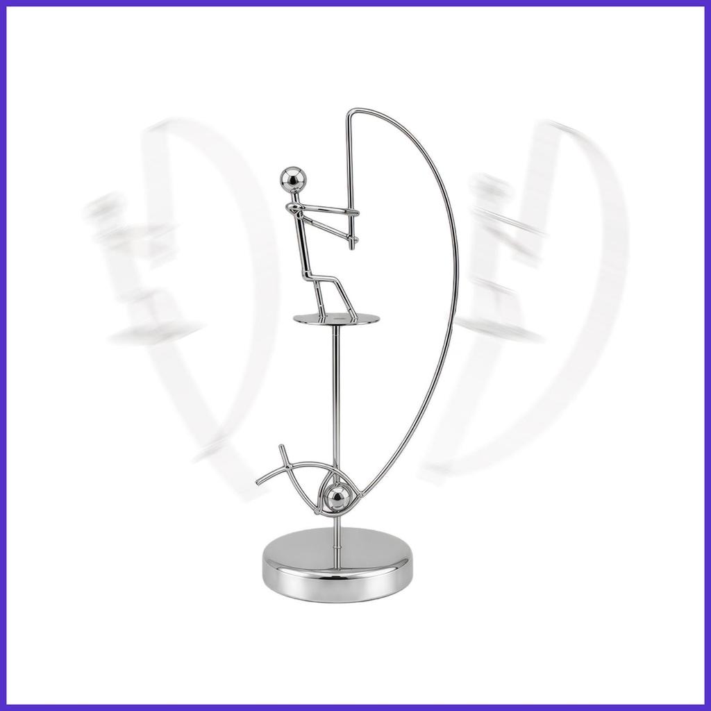 Fisherman Balance Sculpture Art Dynamic Fisherman Balancing Sculpture นั่ง Man Sculpture สําหรับเด็ก