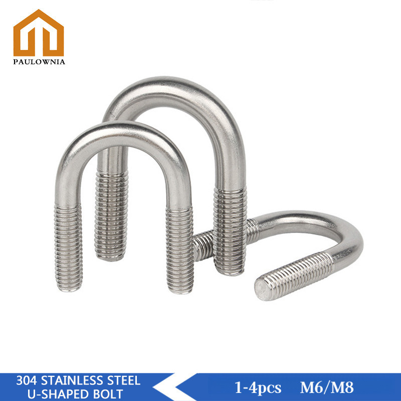304 สแตนเลสสตีล U-Bolts, U-Shaped Horseshoe Bolts สําหรับ Pipe & Bracket Fixing M6/M8