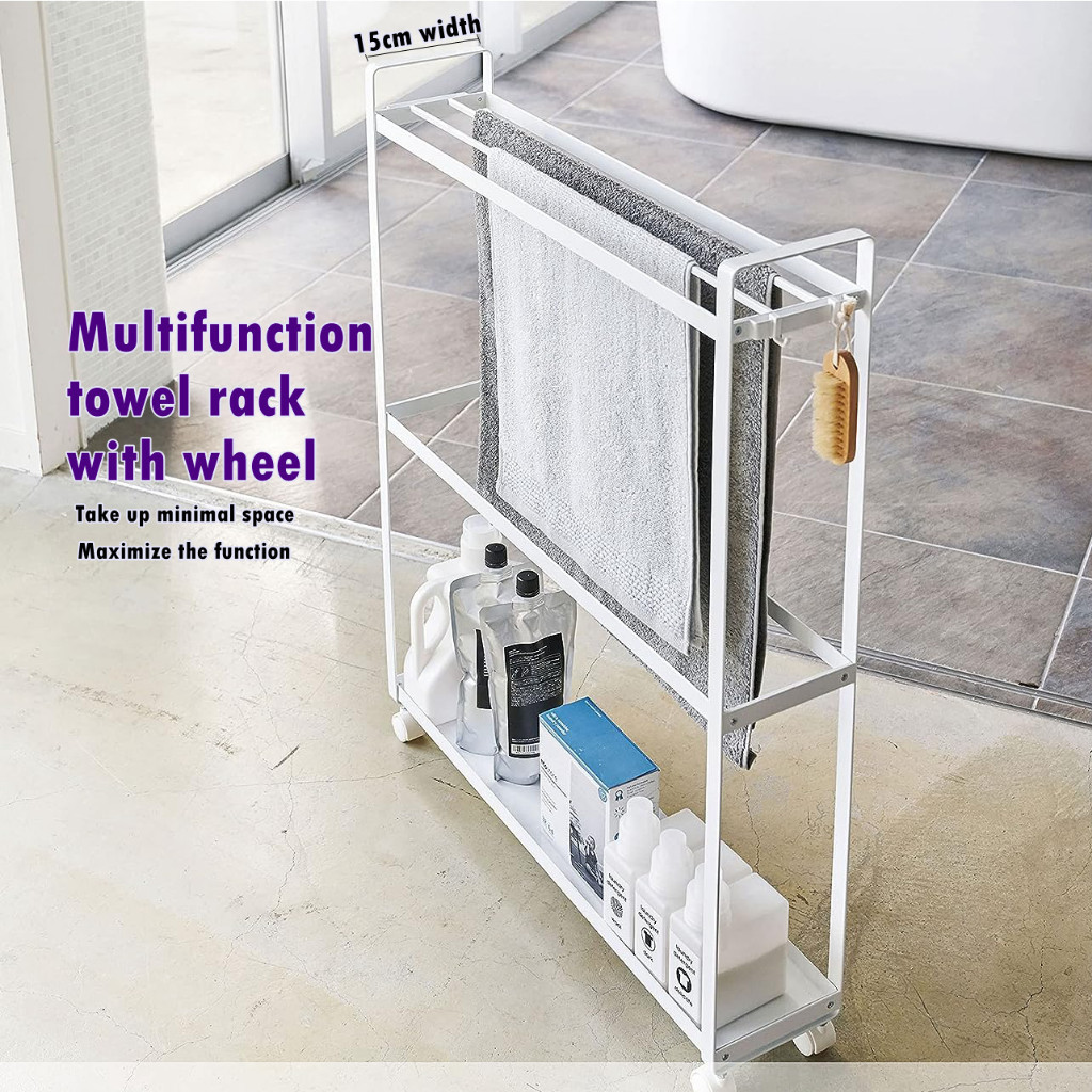 Towel Drying Rack Movable Towel Rack Multifunction Towel Hanger Metal Clothes Hanger With Wheel Bath