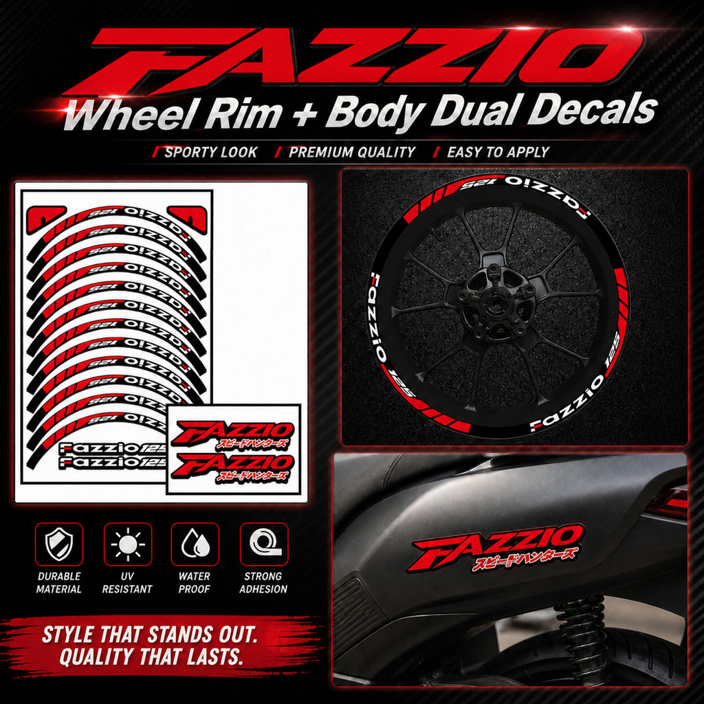 สําหรับ Yamaha Fazzio mio Fazzio125 125 ล้อสติกเกอร์ + Body Decal ชุดกันน้ํา UV-Resistant ไวนิลสกู๊ต