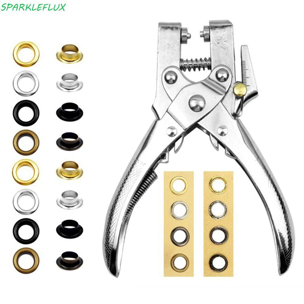 SPARKLEFLUX เจาะ Grommet ชุดคีมตาไก่, Heavy-Duty พร้อม 100/200 ชิ้น Grommets ตาไก่เจาะรูคีมชุด, Dual-Purpose Professional ประหยัดแรงงานหนัง Punch เครื่องมือ