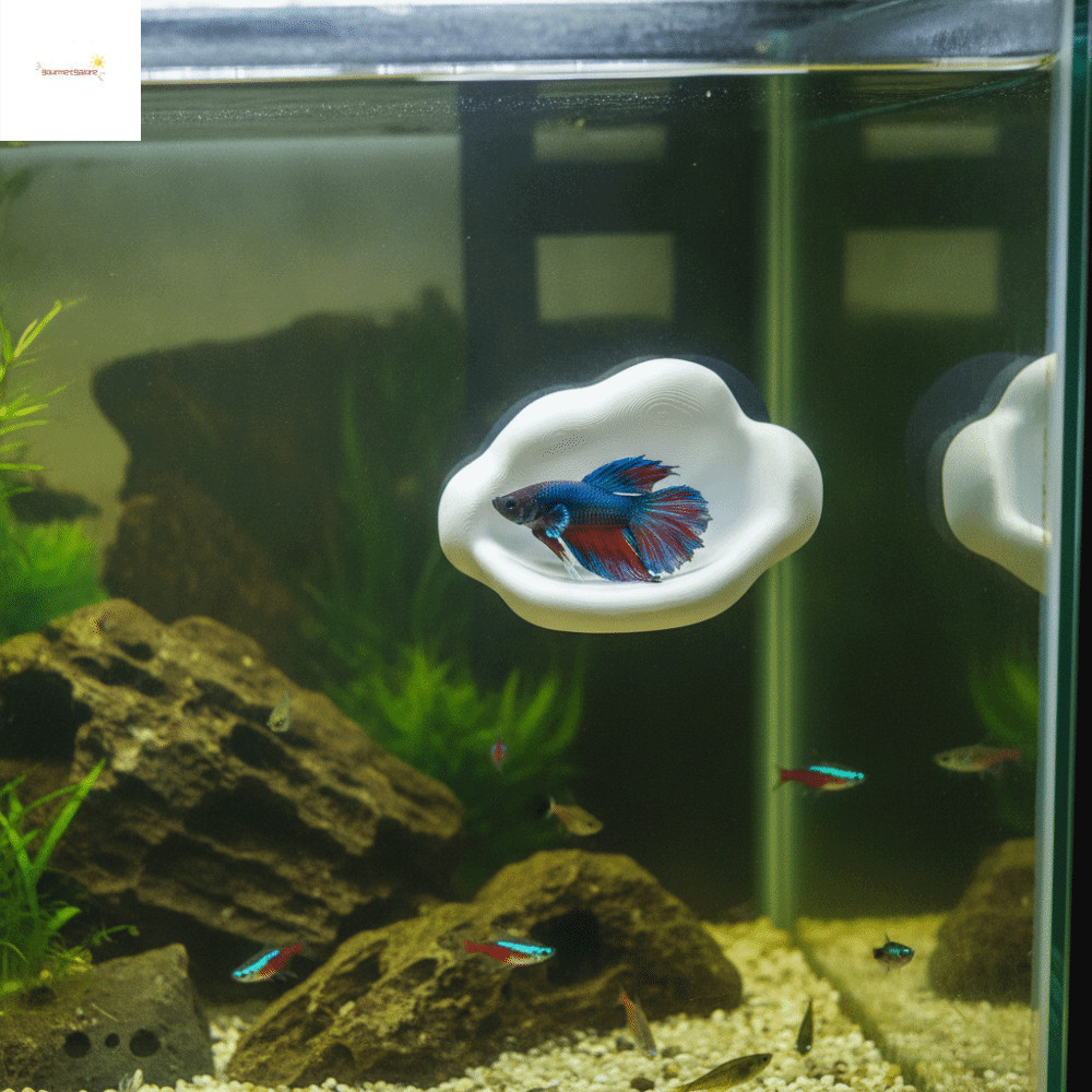 GOURMETGALORE Cloud Shaped Fish Tank Platform, 3D การพิมพ์ Creative Betta Fish Hammock, ตกแต่งพร้อมถ