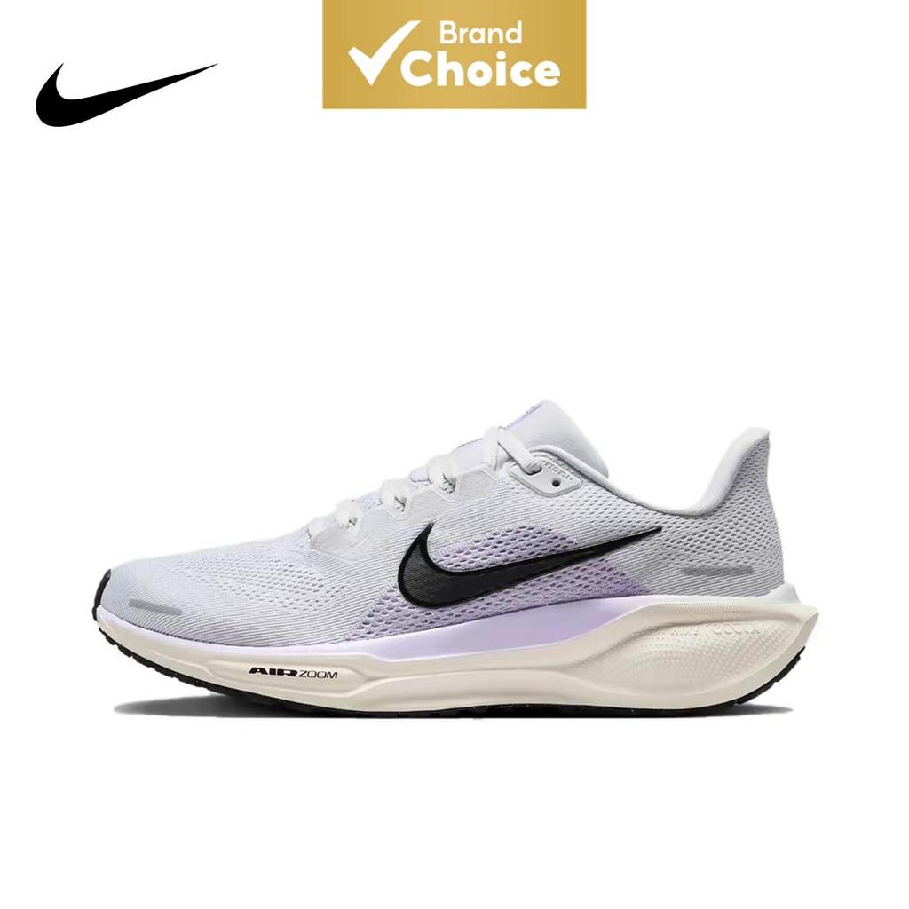 Nike Women Pegasus 41 Low-top Running Shoes Breathable Mesh Cushioning สีเทาสีม่วง Fd2723-004
