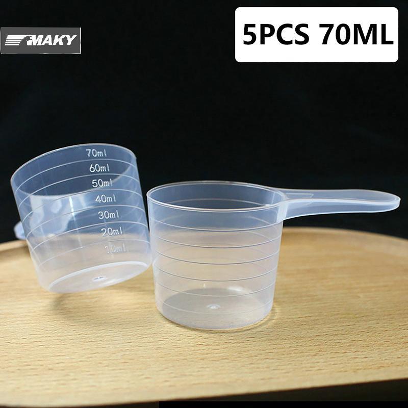 [MAKY] 5PCS 70ML ถ้วยตวงพลาสติกพร้อมขนาดถ้วยผสมโปร่งใสขวดวัดคอนเทนเนอร์บีกเกอร์ครัวเบเกอรี่เครื่องมือ DIY TH