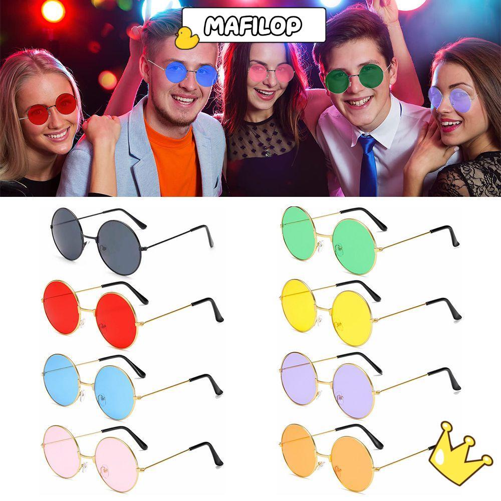 MAFILOP แว่นกันแดดโลหะ Fashion Hippie Disco Circle Glasses