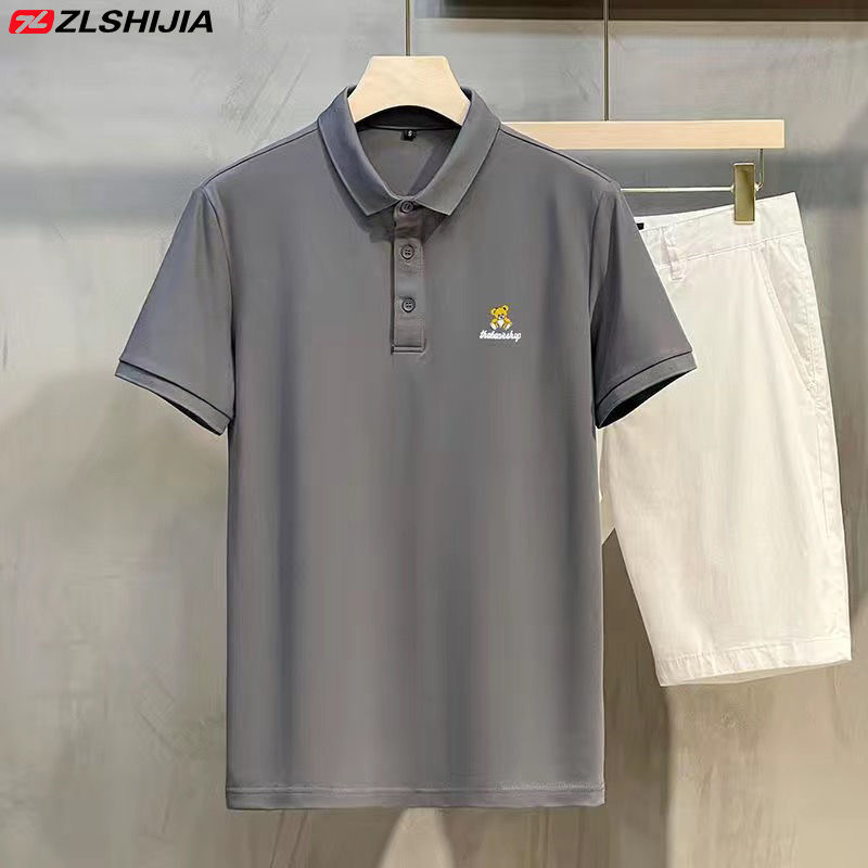Simple หล่อLapel High-Endเสื้อโปโลผู้ชายอินเทรนด์StreetสวมInsฤดูร้อนผู้นําเสื้อยืดผู้ชายแขนสั้น1/2ชิ