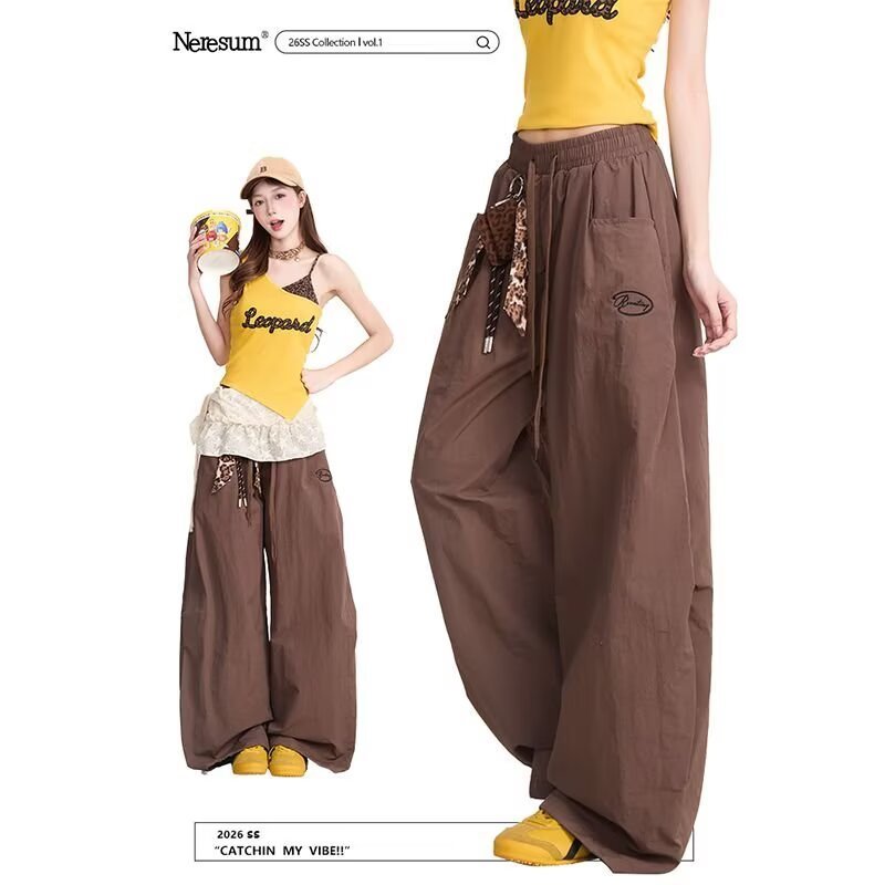 K K787 อเมริกัน Retro จี้ตกแต่ง Paratrooper Overalls ผู้ชายผู้หญิงหลวม Slimmer ดูกว้างขา Street สวมใ