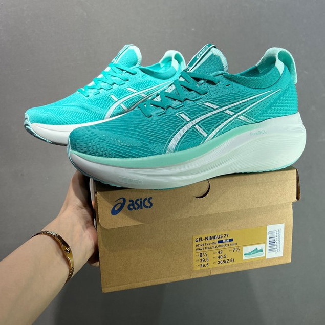 Gel-Nimbus 27 รองเท้าวิ่งผู้ชายและผู้หญิง Gel-Nimbus 26 รองเท้ากีฬากันกระแทกน้ําหนักเบา 1012B753-400