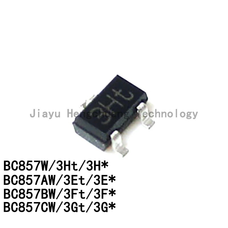 50PCS BC857W,115 BC857BW BC857CW BC857AW Silkscreen 3Ht 3Ft 3Et 3Ft PNP Triod SOT-323 45V 100mA ในสต