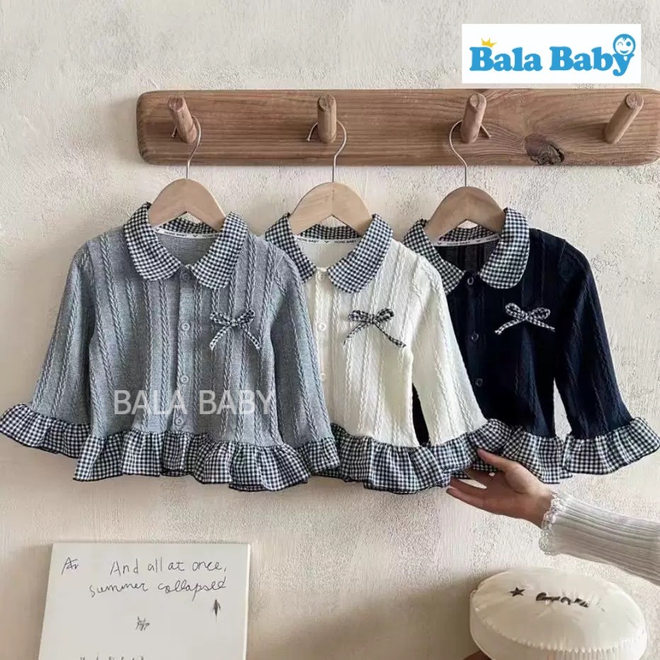 เสื้อเเขนยาวเด็กผู้หญิง เสื้อคลุมเเขนยาว ผ้าฝ้าย นุ่ม ใส่สบาย 80-120CM