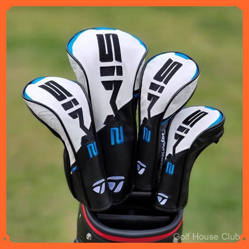 Headcover กอล์ฟสีดําสีขาวสีฟ้าไดร์เวอร์ Fairway Hybrid Wood Cover