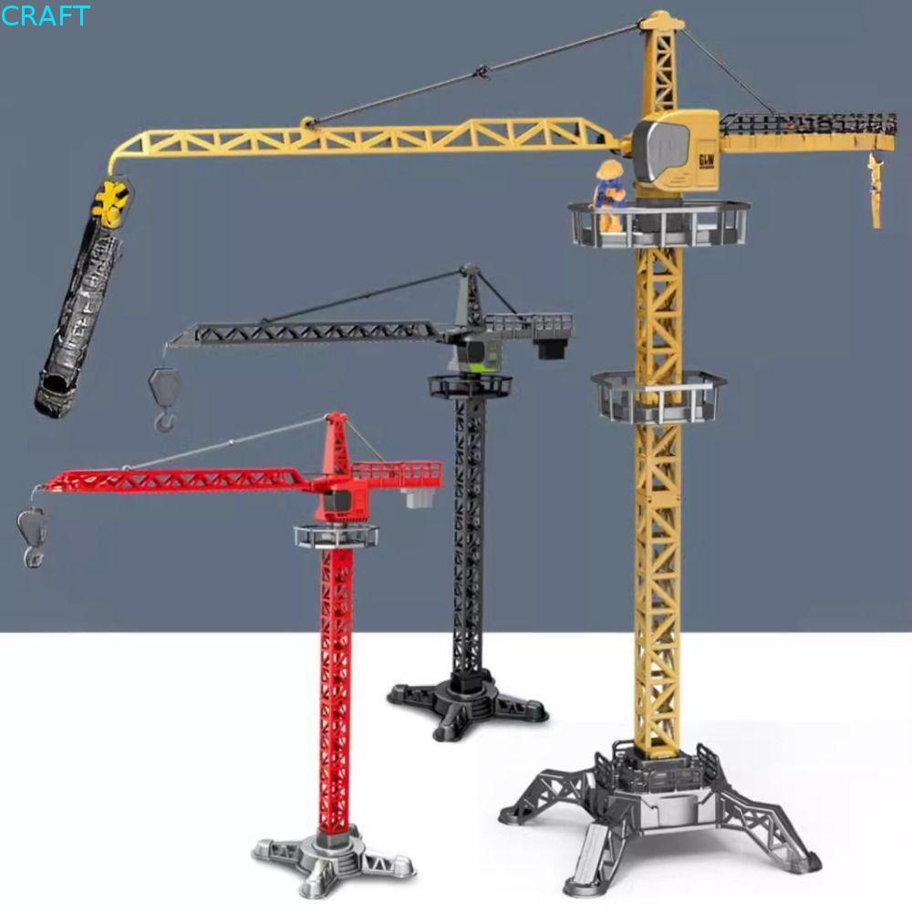 CRAFT Tower Crane Model, Loader Tractor Lifting Tower Engineering Vehicle Toy, จําลองคลาสสิกDiecast 