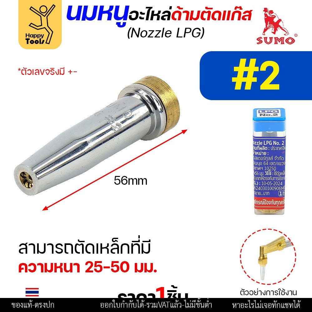 นมหนู SUMO หัวตัดแก๊ส LPG เบอร์ 2 นมหนูตัดแก๊ส ซูโม่ (1 ชิ้น)