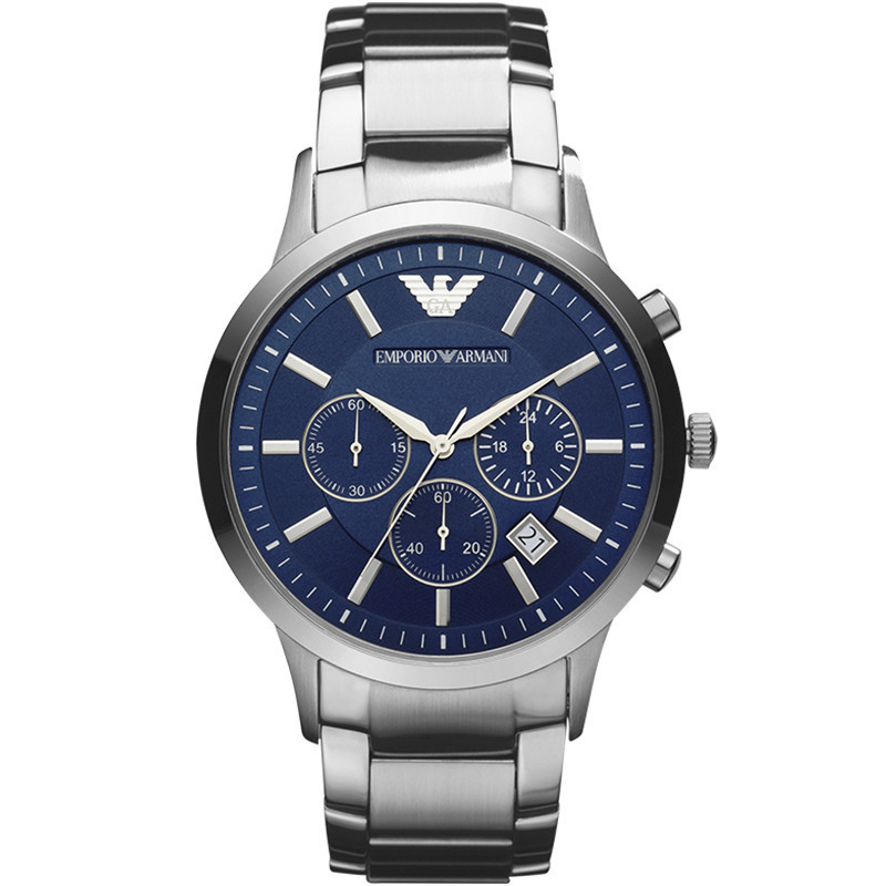 Armani (Emporio Armani) นาฬิกาสายเหล็กธุรกิจแฟชั่นยุโรปอเมริกันนาฬิกา Casual Quartz นาฬิกาผู้ชาย AR2