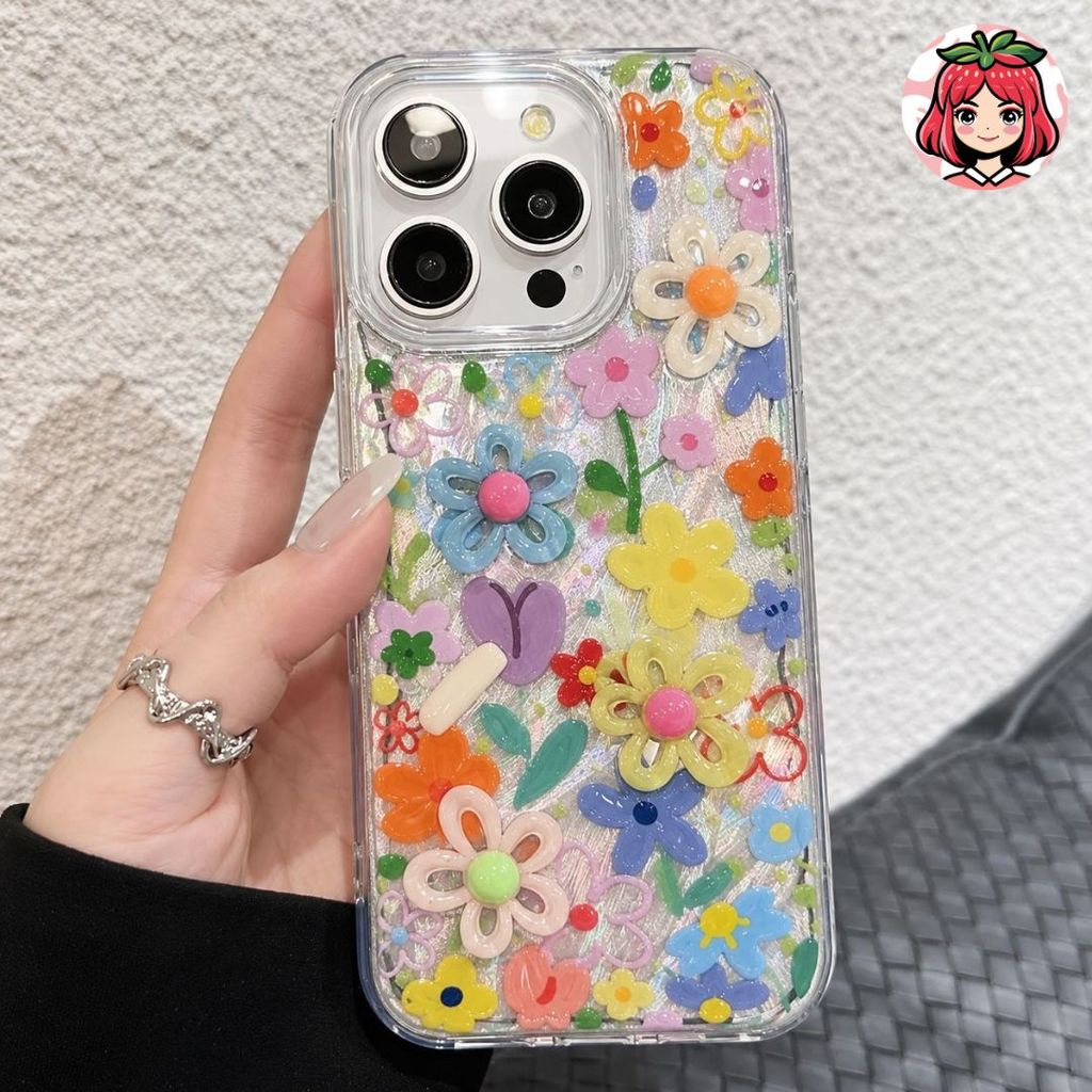 ดอกไม้การพิมพ์ที่มีสีสัน feather กรณี 3D สําหรับ realme 5 5i c3 c75 c75x c65 7 6 c53 c51 pro c21y 7i