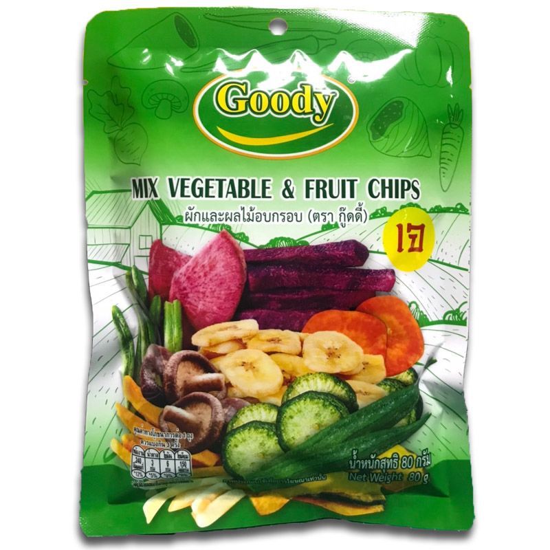 กู๊ดดี้ผักอบกรอบ 80กรัม Goody Mixed Vegetable Chips 80g.