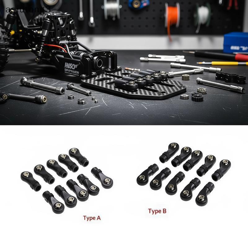[ASI] 10 ชิ้น M3 M4 ก้านพลาสติกปลายตรงและมุมพร้อมลูกบอลหมุนขนาด 7 มม. สําหรับซ่อมโมเดลรถ RC ONG