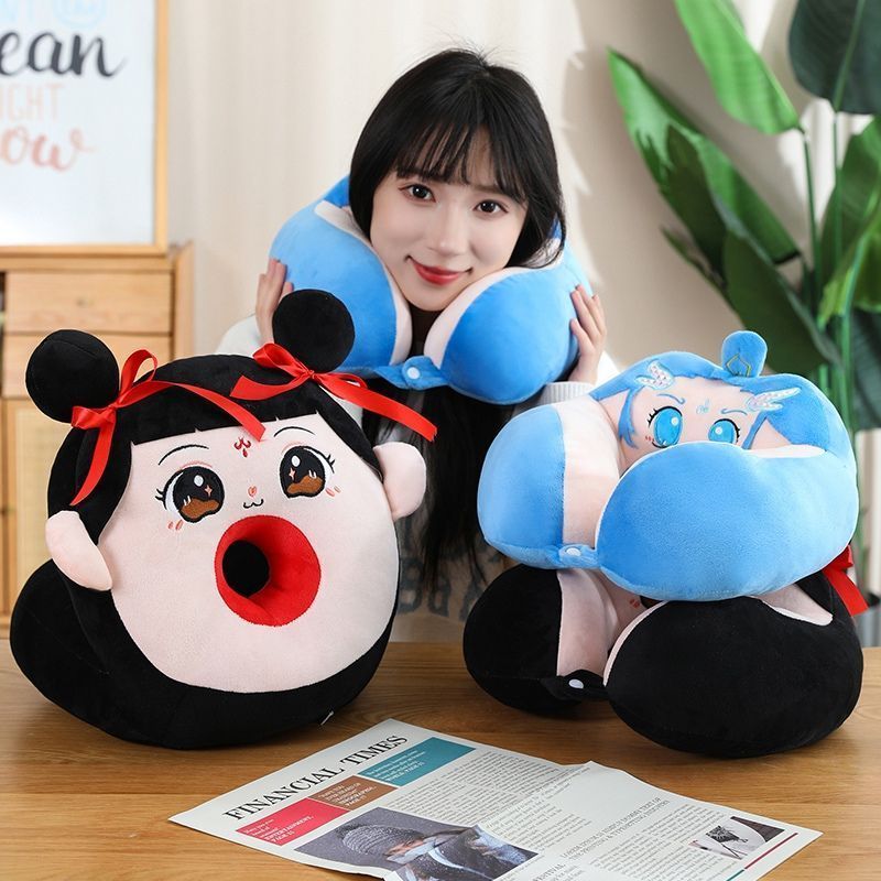 Nezha Ao Bing หมอนรูปตัว U ของเล่นตุ๊กตา Super Soft Office นักเรียน Nap หมอนของขวัญวันวาเลนไทน์ WJG2