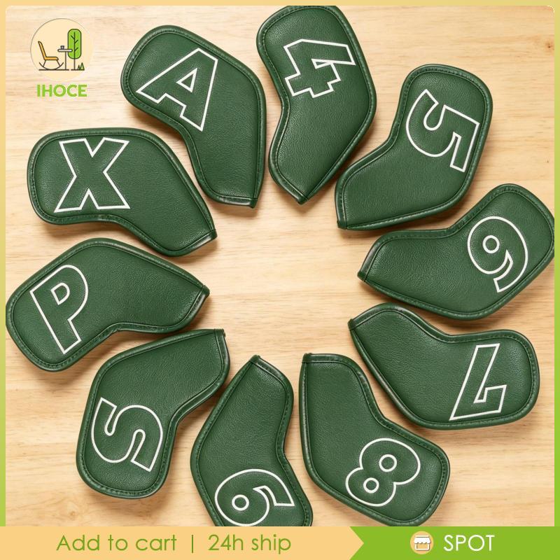 [Ihoce] Golf Iron Head Cover Set PU Leather Protection Cover Golf Club Iron Set Marked Headcovers fo