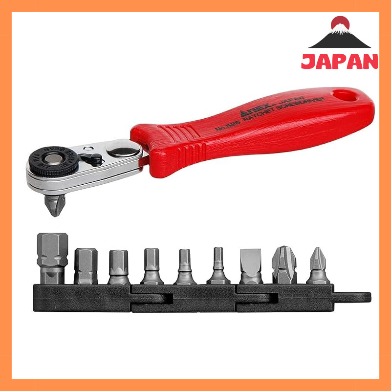 ANEX Ratchet Driver Compact Bit 52, Straight Type — 10‑Bit Set (No. 525-10B)