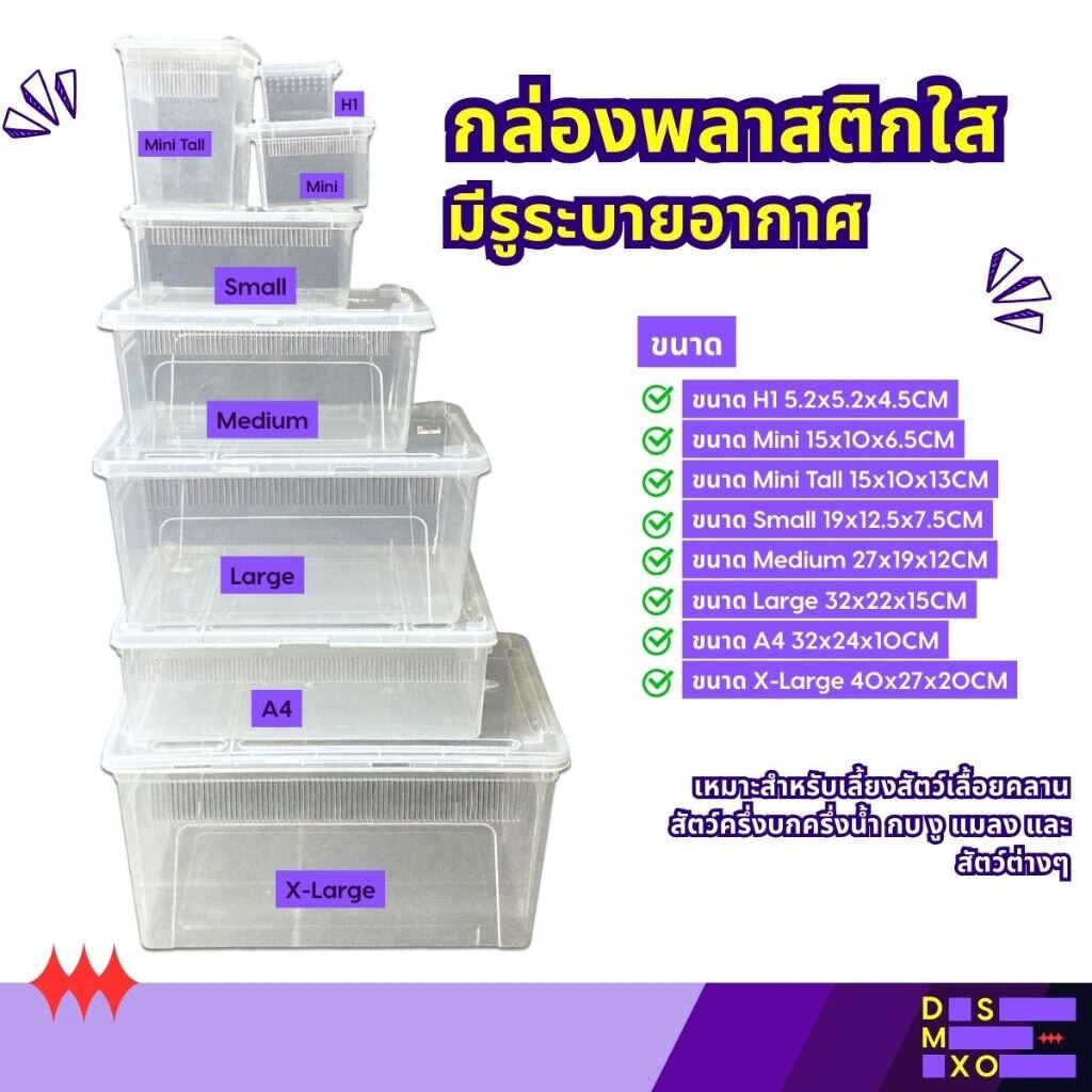 Plastic Box H1 / Mini กล่องพลาสติกใส มีรูระบายอากาศ สำหรับสัตว์เลี้ยง แมลง แมงมุม แมงป่อง