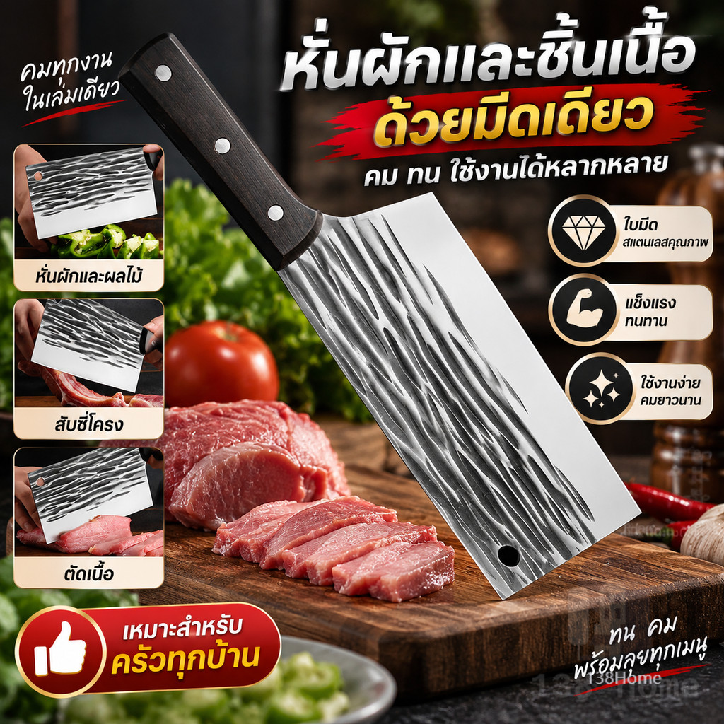 มีดตัดกระดูก มีดแล่เนื้อ มีดทำครัว ชุดมีดปังตอ มีดสไตล์ญี่ปุ่น มีดทำครัว ปังตอ ปังตอสับกระดูก แล่กระดูก