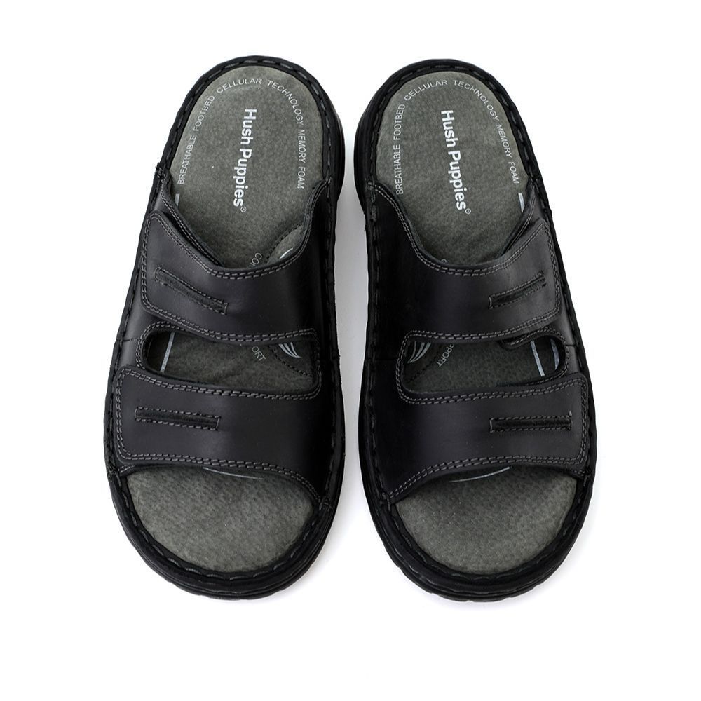 Hush Puppies شبشب رجالي جلد طبيعي — أسود — صورة 3