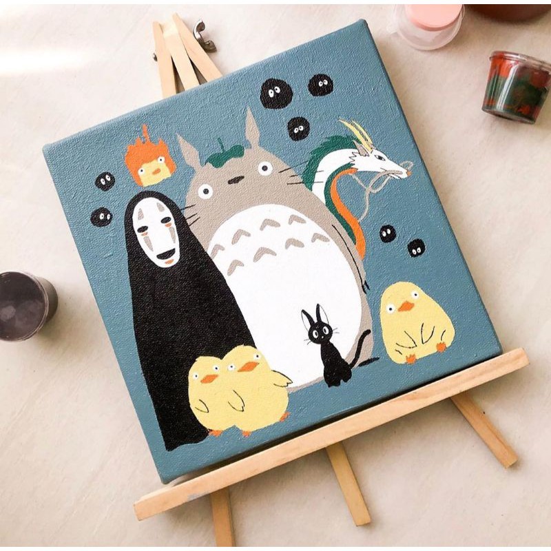 ระบายสีตามตัวเลข Studio Ghibli | ByPainters | ชุดระบายสี | ผ้าใบ 20x20ซม. และอะคริลิค 7 ชิ้น | ชุดระ