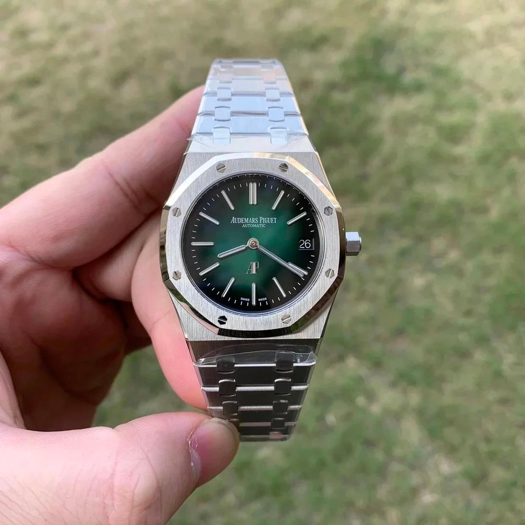 ￼ ZF Factory Watch Royal Oak 16202PT Aurora Green Stainless Steel Ultra-Thin Automatic Mechanical 50