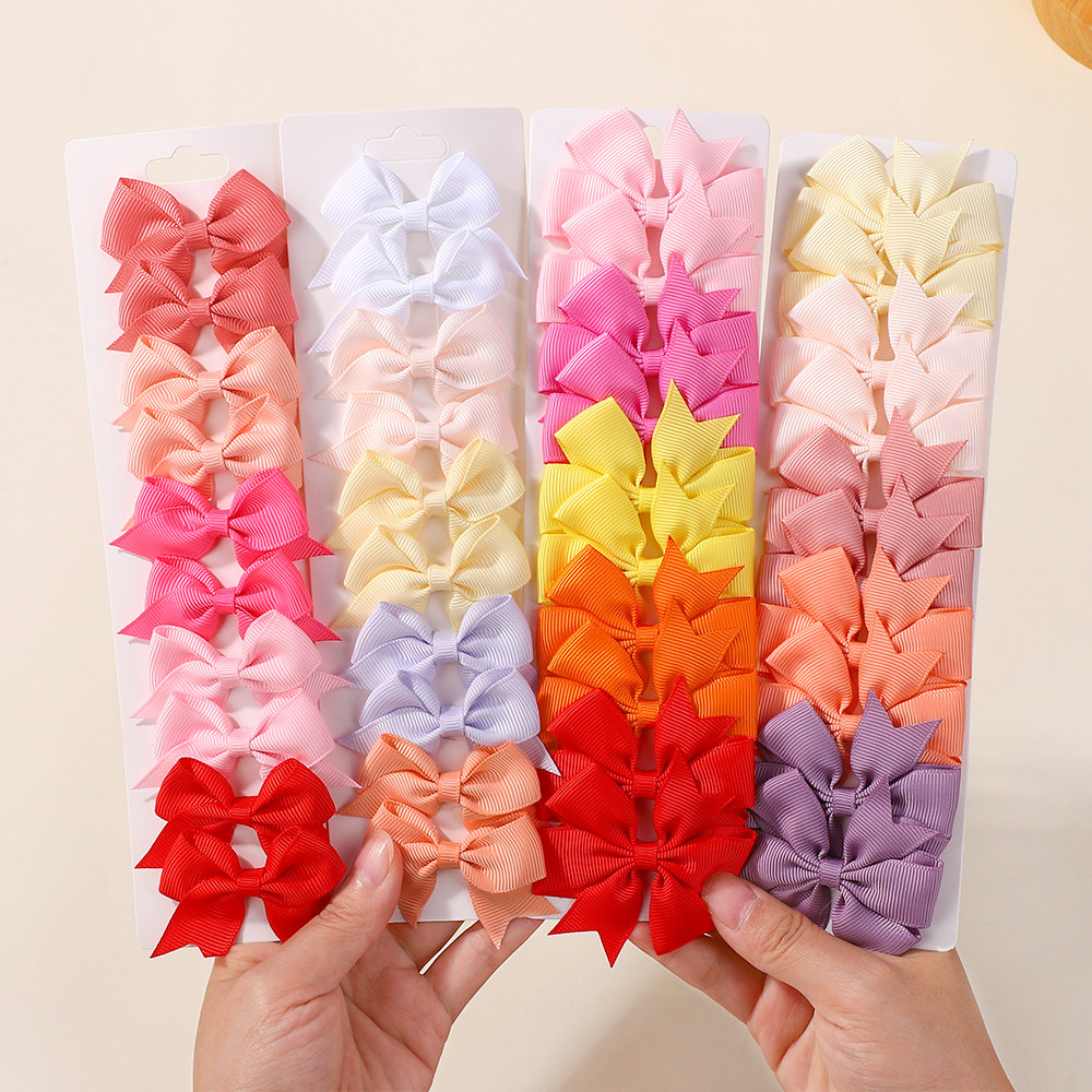 10 ชิ้น/เซ็ตริบบิ้น Grosgrain Mini Bows กิ๊บติดผมสำหรับทรงผมเจ้าหญิงของเด็กเล็ก